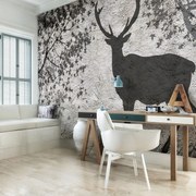 Fototapet - Umbra cerbului pe perete gri (254x184 cm)