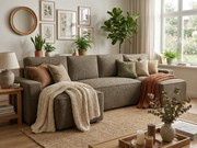 Canapea extensibila in forma de U SMART BOUCLE, bej inchis, 303x143 cm