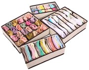 Set organizator pentru lenjerie de corp, 4 piese - bej