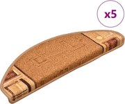vidaXL Covorașe scări, 5 buc., bej, 65x21x4 cm, autoadeziv