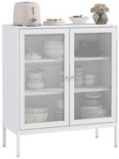 HOMCOM Bufet mobilier de bucătărie la 3 niveluri cu 2 uși perforate cu raft reglabil 80 x 37 x 92 cm alb | Aosom Romania