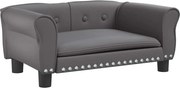 vidaXL Pat de câini, gri, 70x45x30 cm, piele ecologică