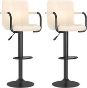 vidaXL Scaune de bar, 2 buc., crem, material textil