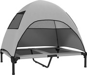 PawHut Pat pentru câini de exterior cu acoperiș, pat ridicat pentru câini mari, 91 x 76 x 90 cm, gri deschis | Aosom Romania