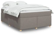 vidaXL Pat box spring cu saltea, gri taupe, 140x200 cm, textil