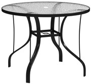 Outsunny Masă Rotundă de Grădină pentru Maxim 4 Persoane cu Gaură pentru Umbrelă, Ø96,5x71 cm, Negru | Aosom Romania