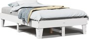 vidaXL Cadru de pat fără saltea, alb, 135x190 cm, lemn masiv de pin