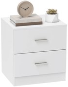 HOMCOM Masa de noapte cu 2 sertare mâner din aliaj de aluminiu stil contemporan 45 x 39,5 x 49 cm alb | Aosom Romania