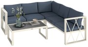 Outsunny Set Mobilier de Grădină din 4 Piese cu 2 Canapele, Fotoliu Reglabil și Măsuță de Cafea, 121x61x62 cm, Gri | Aosom Romania