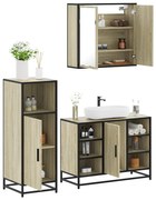 vidaXL Set mobilier de baie, 3 piese, stejar sonoma, lemn prelucrat