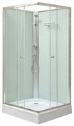 Cabină de duș pătrată Polo White II, albă, cu cădiță de duș acrilică, 90x90x195 cm