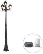 Lămpă de grădină inteligentă neagră cu 3 lumini IP44 inclusiv Wi-Fi ST64 - Capital