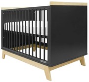 New Baby Crib Marcus cu barieră, negru / natural