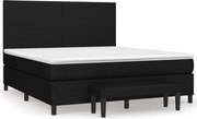 vidaXL Pat box spring cu saltea, negru, 180x200 cm, catifea