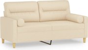 vidaXL Canapea cu 2 locuri cu pernuțe, crem, 140 cm, textil