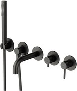 Baterie cada-dus incastrata Omnires Y finisaj grafit periat 5 elemente cu corp ingropat pipa 17 cm