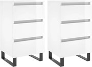 vidaXL Noptiere, 2 buc., alb extralucios, 40x35x69 cm, lemn compozit