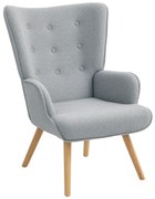 HOMCOM Scaun de salon din material textil bouclette, scaun capitonat și umplut cu picioare din lemn, 71 x 74 x 96 cm, gri deschis | Aosom Romania