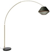 Lampă arcuită din alamă cu abajur dublu din catifea neagră și verde - XXL