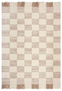 Covor crem/în culoare naturală țesut manual din amestesc de lână 160x230 cm Eric Checkboard – Flair Rugs