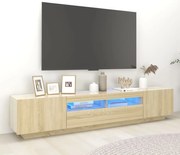 vidaXL Comodă TV cu lumini LED, stejar sonoma, 200x35x40 cm