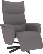 vidaXL Fotoliu rabatabil cu suport de picioare, gri, piele ecologică