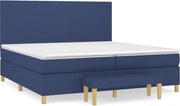 vidaXL Pat box spring cu saltea, albastru, 200x200 cm, textil