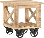 vidaXL Masă laterală cu roți, 40 x 40 x 42 cm, lemn de mango nefinisat