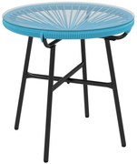 Outsunny Masă de cafea rotundă de grădină din rășină imitând rattanul metal și blat sticlă temperată Ø 50 x 50H cm | Aosom Romania