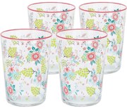 Set 4 pahare Flowers & Fruits 510 ml , roz