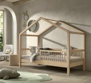 Pat Casă Forrest Beech 90x200 cm, pentru Camera Copii, din Lemn de Fag, cu Protecție Suplimentară – Vipack