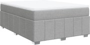 vidaXL Pat continental cu saltea, gri deschis, 160x200 cm, textil