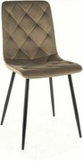 Scaun JERRY, verde maslin/negru, stofa catifelata/metal, 45x39x91 cm
