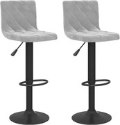 vidaXL Scaune de bar, 2 buc., gri deschis, catifea