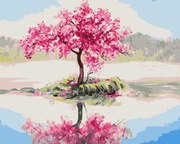 Pictura pe numere cu un cadru "Arborele roz 2" 50x40 cm