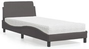 vidaXL Pat cu saltea, gri, 80x200 cm, piele ecologică