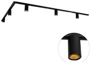 Sistem de șină modern cu 5 spoturi negre monofazate GU10 50mm - Iconic Ruby Honey