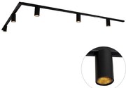Sistem modern de iluminat pe șine cu 5 spoturi negre monofazate GU10 50mm - Iconic Ruby