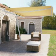 vidaXL Copertină autonomă retractabilă manual, galben/alb, 450x350 cm