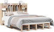 vidaXL Pat cu bibliotecă fără saltea, 140x200 cm, lemn masiv de pin