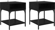vidaXL Noptieră 2 pcs Stejar Negru 40 x 40 x 50 cm Lemn compozit