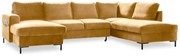 Canapea extensibilă din catifea în formă de „U” cu șezlong pe partea dreaptă Miuform Lofty Lilly, galben muștar