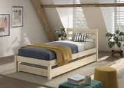 Pat single 90 x 200 cm din colecția PINO, finisaj natural, cu sertar pentru dormit sau depozitare – Vipack