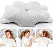 CERVI-SAN CONFORT, pernă ortopedică cervicală, din spumă cu memorie, pentru toate pozițiile de somn, husă respirabilă, detașabilă și lavabilă, Pernă ergonomică de susținere a gâtului, Alb