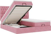 vidaXL Cadru de pat otoman cu saltele Roz 180x200cm catifea