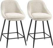 HOMCOM Set de 2 scaune de bar cu acoperire cord și picioare din oțel, scaune tapițate pentru insula bucătăriei, sufragerie, cremă | Aosom Romania