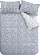 Lenjerie de pat albă/albastră din bumbac pentru pat de o persoană 135x200 cm Shadow Leaves – Bianca