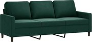 vidaXL Canapea cu 3 locuri, verde închis, 180 cm, catifea