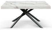 Masa extensibila Menego, blat ALB MARMORAT - 140 cm / 90 / h 77 - NEGRU