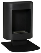 Semineu portabil HOMCOM, fara aerisire, cu arzatoare cu bioetanol de 0.9L/3 ore, incalzitoare cu baza din otel 2000W pentru interior/exterior, Negru